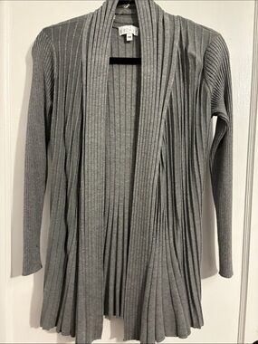 Birch NY Ribbed Open-Front Longline Cardigan in Gray